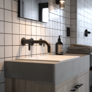 Salle de bain noire et blanche