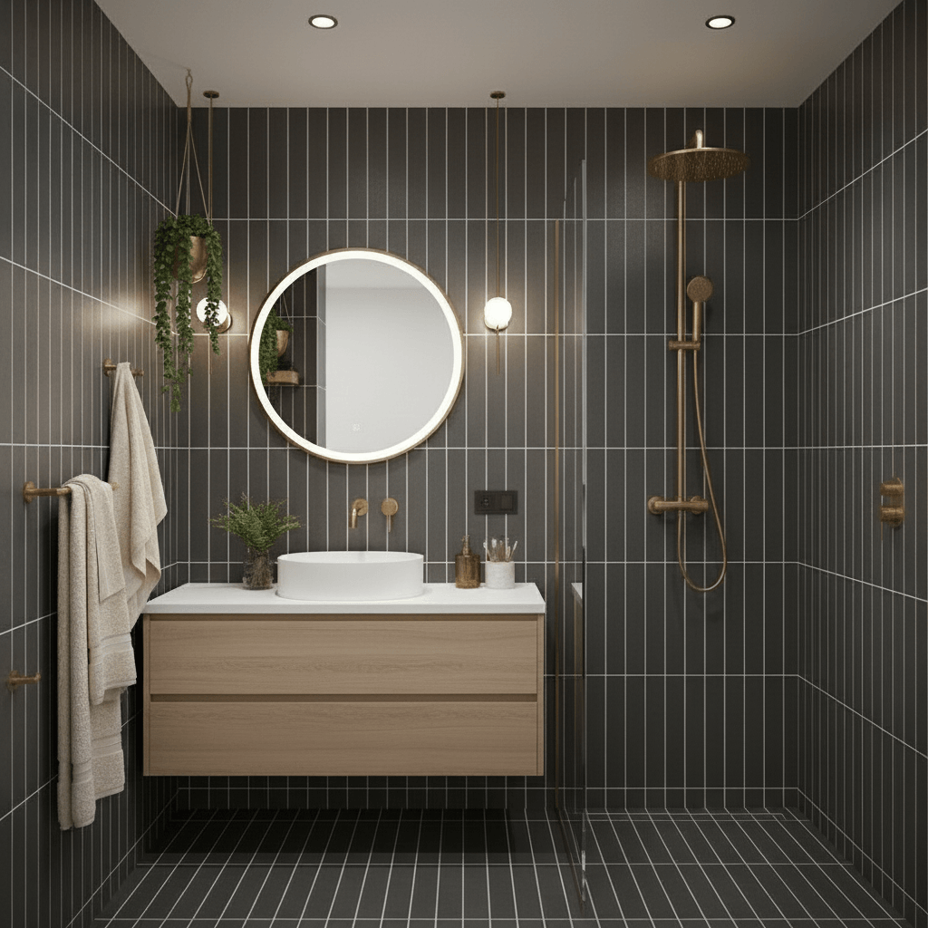 Salle de bain noire